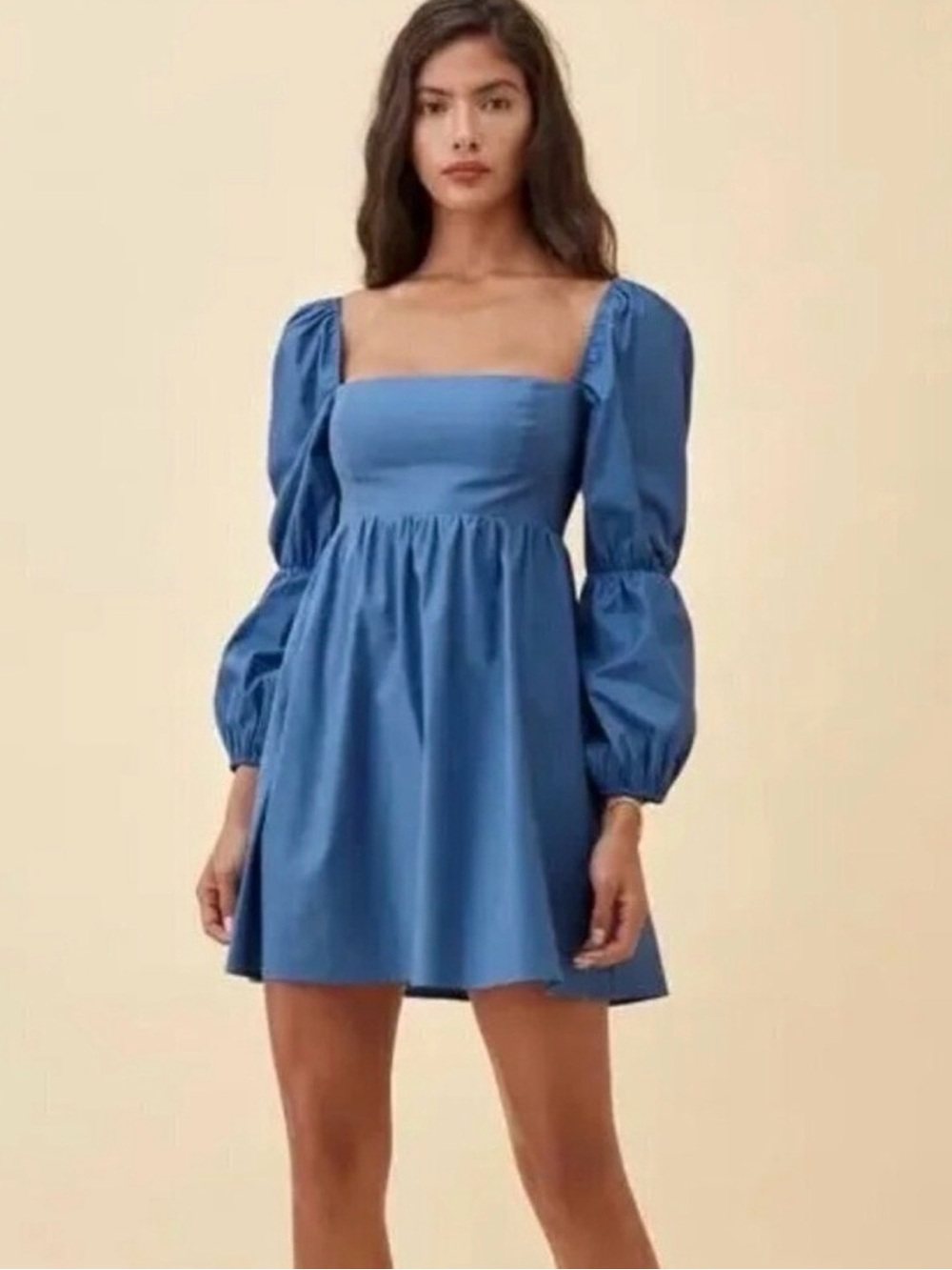 Reformation Michaela Blue Puff Sleeve Mini Dress Size 6